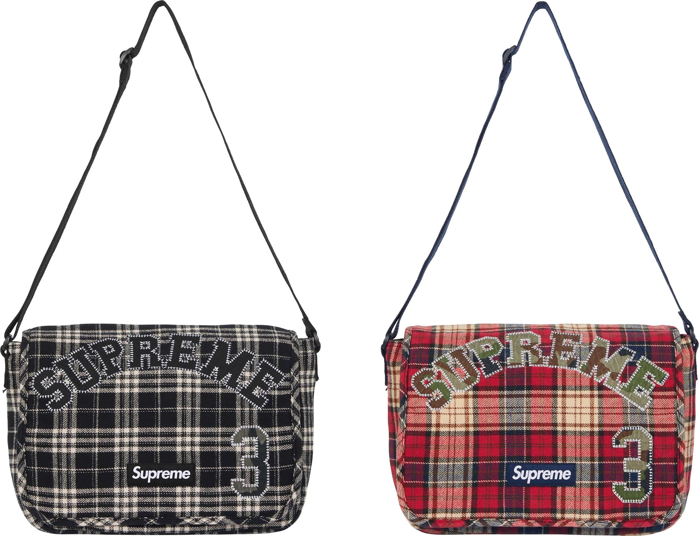 Appliqué Flannel Messenger Bag